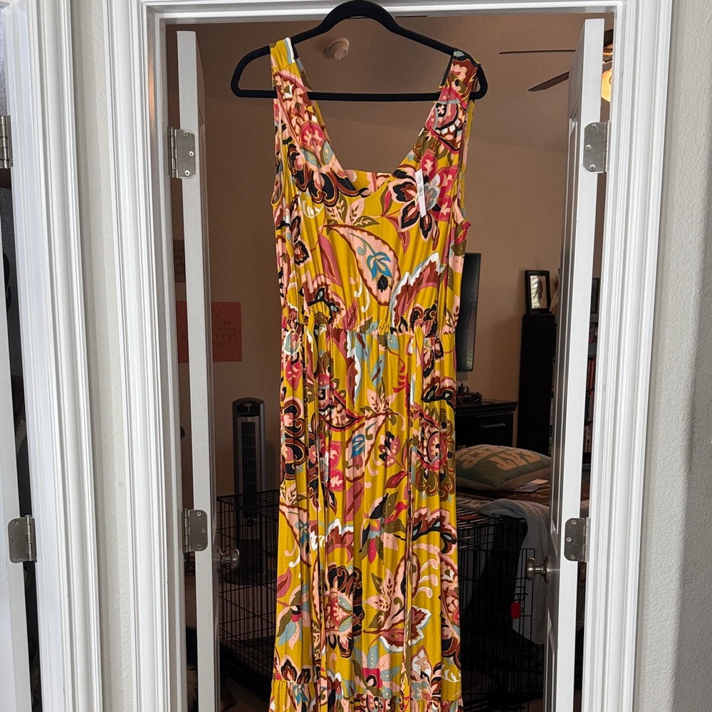 NWT Loft Floral Yellow Maxi Dress Size L